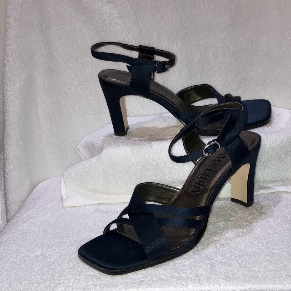 Sam & Libby Navy Satin Strappy Heels/Sandals 7M